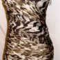 ALBERTO MAKALI BROWN ONE SHOULDER COCKTAIL DRESS W/ SCARF SIZE 4, 8