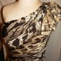 ALBERTO MAKALI BROWN ONE SHOULDER COCKTAIL DRESS W/ SCARF SIZE 4, 8