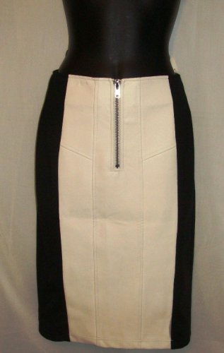 GRACIA PLEATHER BLACK & WHITE PENCIL SKIRT SIZE, SM