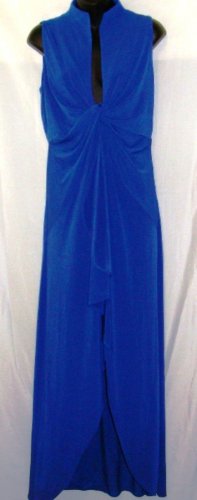GRACIA RUFFLE SLEEVELESS ROYAL BLUE MAXI DRESS SIZE, L