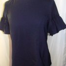 GRACIA SHORT SLEEVE NAVY BLUE TOP W/ FULL BACK ZIPPER SIZE MED, L GRACIA SHORT SLEEVE NAVY BLUE TOP W/ FULL BACK ZIPPER SIZE MED, L