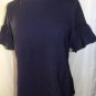 GRACIA SHORT SLEEVE NAVY BLUE TOP W/ FULL BACK ZIPPER SIZE MED, L