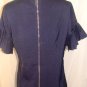 GRACIA SHORT SLEEVE NAVY BLUE TOP W/ FULL BACK ZIPPER SIZE MED, L