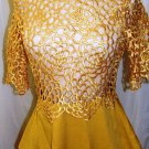 GRACIA DECORACTIVE GOLD SHORT SLEEVE LASER CUT PEPLUM TOP SIZE, SM, MED GRACIA DECORACTIVE GOLD SHORT SLEEVE LASER CUT PEPLUM TOP SIZE, SM, MED