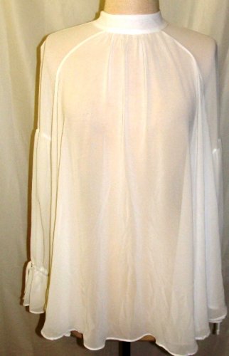 LOVE IN WHITE LONG SLEEVE PLEASANT SHEER TUNIC TOP SIZE, MED, LG