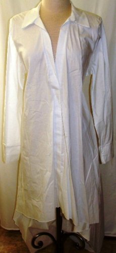 QUUM PLUS SIZE WHITE LONG SLEEVE HI/LO SHIRT DRESS SIZE, 2-X, 3-X