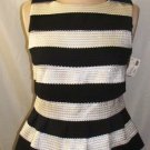 GRACIA BLACK/WHITE SLEEVELESS PEPLUM TOP SIZE, SM, MED GRACIA BLACK/WHITE SLEEVELESS PEPLUM TOP SIZE, SM, MED