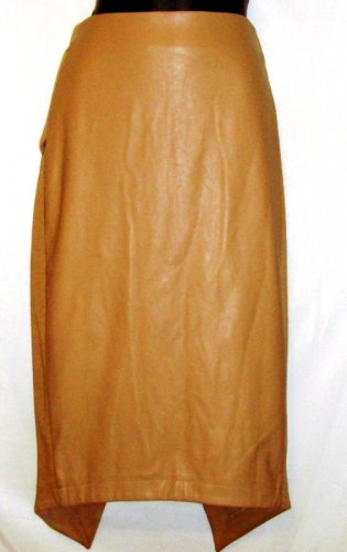 GRACIA FAUX TAN, WHITE, BLACK, LEATHER BACK V-SPLIT SKIRT SIZE, SM, MED, LG