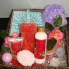 SIMPLE PLEASURE'S VANILLA ROSE 10 PC BATH & BODY BASKET