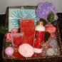 SIMPLE PLEASURE'S VANILLA ROSE 10 PC BATH & BODY BASKET