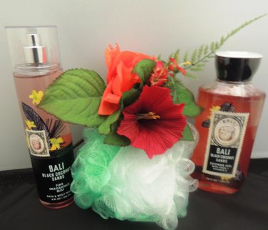 BATH & BODY WORKS BALI BLACK COCONUT SANDS 2 PC BATH SET