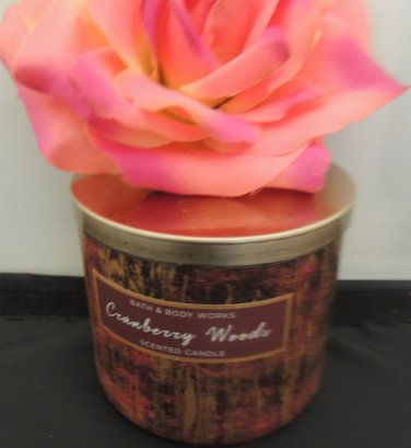 BATH & BODY WORKS CRANBERRY WOODS SCENTED 3 WICKED CANDLE