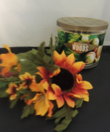 BATH & BODY WORKS AUTUMN WOODS SCENTED 3 WICKED CANDLE