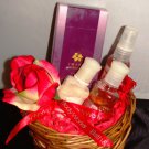BATH & BODY WORKS CHERRY  BLOSSOM 3 PC TRAVEL BATH SET & 1.7 OZ IMARI SEDUCTION PERFUME