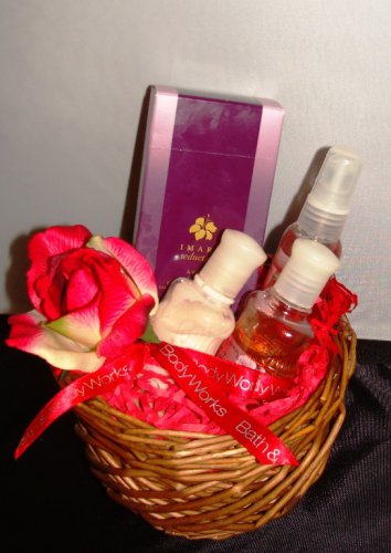 BATH & BODY WORKS CHERRY  BLOSSOM 3 PC TRAVEL BATH SET & 1.7 OZ IMARI SEDUCTION PERFUME