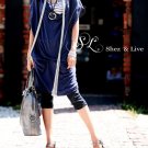 SH0019 - BIG V-NECK COTTON KNIT SWEATER DRESS