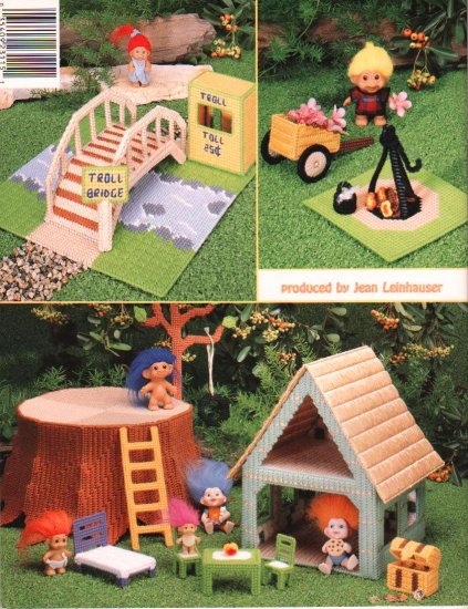 Troll Doll House and Forest, Plastic Canvas NEW