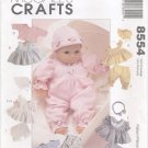 Baby Doll Wardrobe Size 8”-16” (20.3cm-40.6cm) McCall's Crafts 8554  NEW