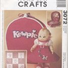 Kewpie Doll Clothes, plus wall-hanging and carrying case  McCalls Craft 3072 NEW