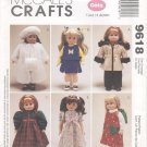 Doll Wardrobe, 18” American Girl or Gotz Type Dolls McCall’s Crafts 9618 NEW