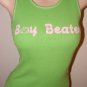FLIRTY BOY BEATER RIBBED GRAPHIC TANK TOP - red, green, pink, aqua and lavendar