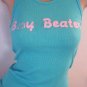 FLIRTY BOY BEATER RIBBED GRAPHIC TANK TOP - red, green, pink, aqua and lavendar