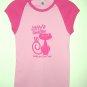 PINK & BLACK CAP SLEEVE RAGLAN KITTY'S CANDY BOX GRAPHIC T-SHIRT