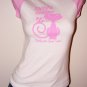 PINK & BLACK CAP SLEEVE RAGLAN KITTY'S CANDY BOX GRAPHIC T-SHIRT