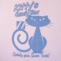 PINK & BLACK CAP SLEEVE RAGLAN KITTY'S CANDY BOX GRAPHIC T-SHIRT