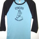 BABY BLUE & NAVY 3/4 SLEEVE HORSE GRAPHIC RAGLAN JERSEY T-SHIRT