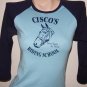 BABY BLUE & NAVY 3/4 SLEEVE HORSE GRAPHIC RAGLAN JERSEY T-SHIRT