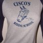 BABY BLUE & NAVY 3/4 SLEEVE HORSE GRAPHIC RAGLAN JERSEY T-SHIRT
