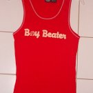 FLIRTY BOY BEATER RIBBED GRAPHIC TANK TOP - red, green, pink, aqua and lavendar