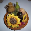 Tuscan Candle Topper With Sunflowers and Pottery Items