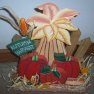 Autumn Harvest Wood Sign WIth Pumpkins and Corn Stocks