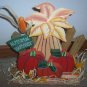 Autumn Harvest Wood Sign WIth Pumpkins and Corn Stocks