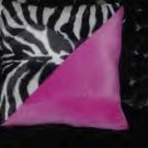 Two Hot Pink and Zebra Faux Fur Throw Pillow, Pillows, New!