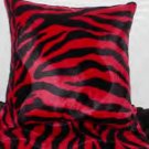 Two Red and Black Zebra Faux Fur Throw Pillows, Pillow, New