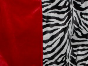 Red and Black and White Zebra Faux Fur Throw Blanket, New!