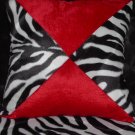 Two Red, Black and White Zebra Faux Fur Throw Pillow, Pillows, New!, RB4