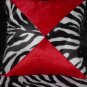 Two Red, Black and White Zebra Faux Fur Throw Pillow, Pillows, New!, RB4