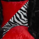 Two Red, Black & White Zebra Faux Fur Throw Pillow, PIllows, New!