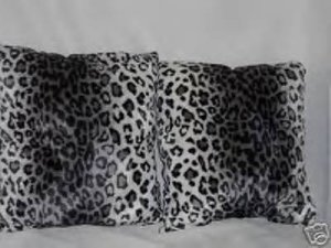 Two Snow Leopard Faux Fur Throw Pillow, Pillows, New!
