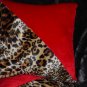 Two Leopard and Red Faux Fur Throw Pillow, Pillows NEW