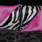 2 Mini Hot Pink & Zebra Faux Fur Throw Pillows