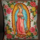 Virgin Guadalupe pillow blue with roses