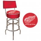 NHL Detroit Redwings Padded Bar Stool with Back