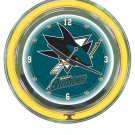 NHL San Jose Sharks Neon Clock - 14 inch Diameter