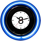 14.5 Inch Quartz Eight Ball Clock - Blue Neon