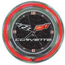 Corvette C6 Neon Clock - 14 inch Diameter - Black